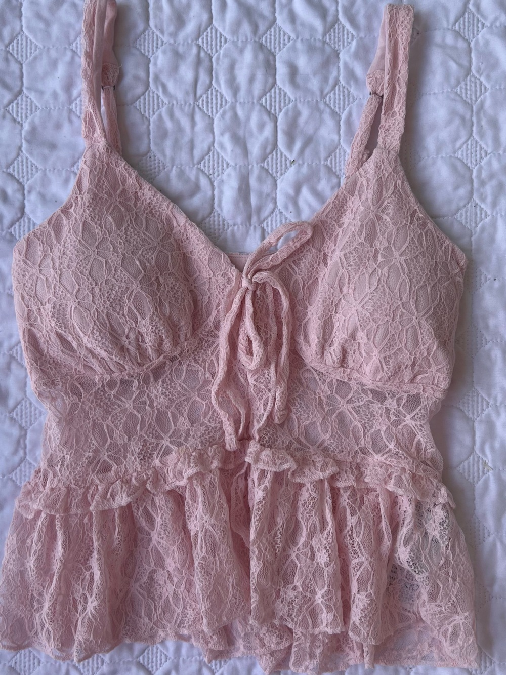 Hollister Pink Lace Babydoll Crop Top Cami - Size Small - Coquette Fairycore